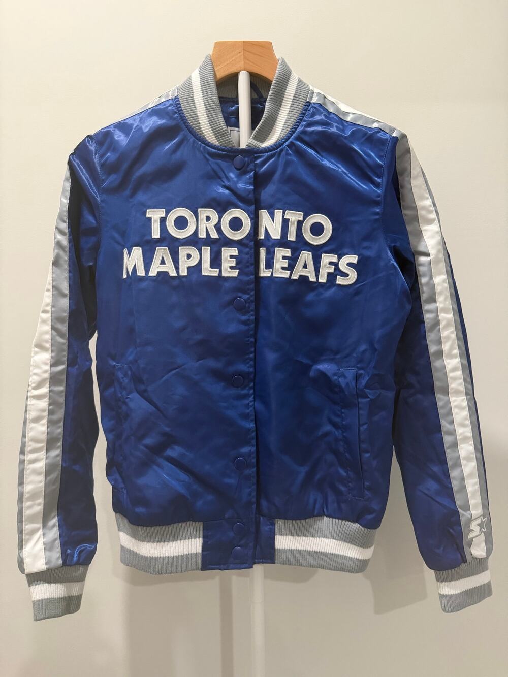 Toronto Maple Leafs Starter Satin Bomber Jacket Blue NHL Size Small S
